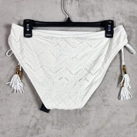 La Blanca Womens Size 12 White Saltwater Sands Tassel Tie Hipster Swim Bottoms - Picture 2 of 6